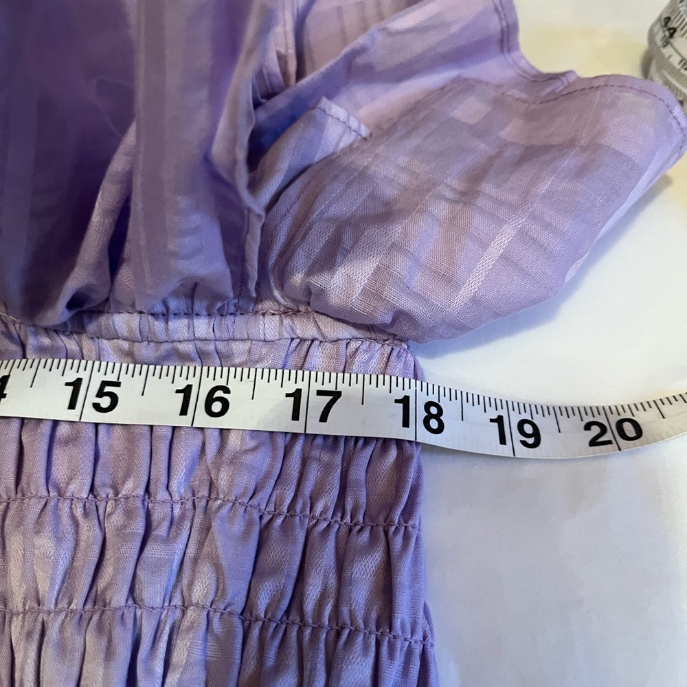 NWT size M Banana Republic Purple Tiered Midi Dress with Flutter Sleeves - Picture 9 of 11
